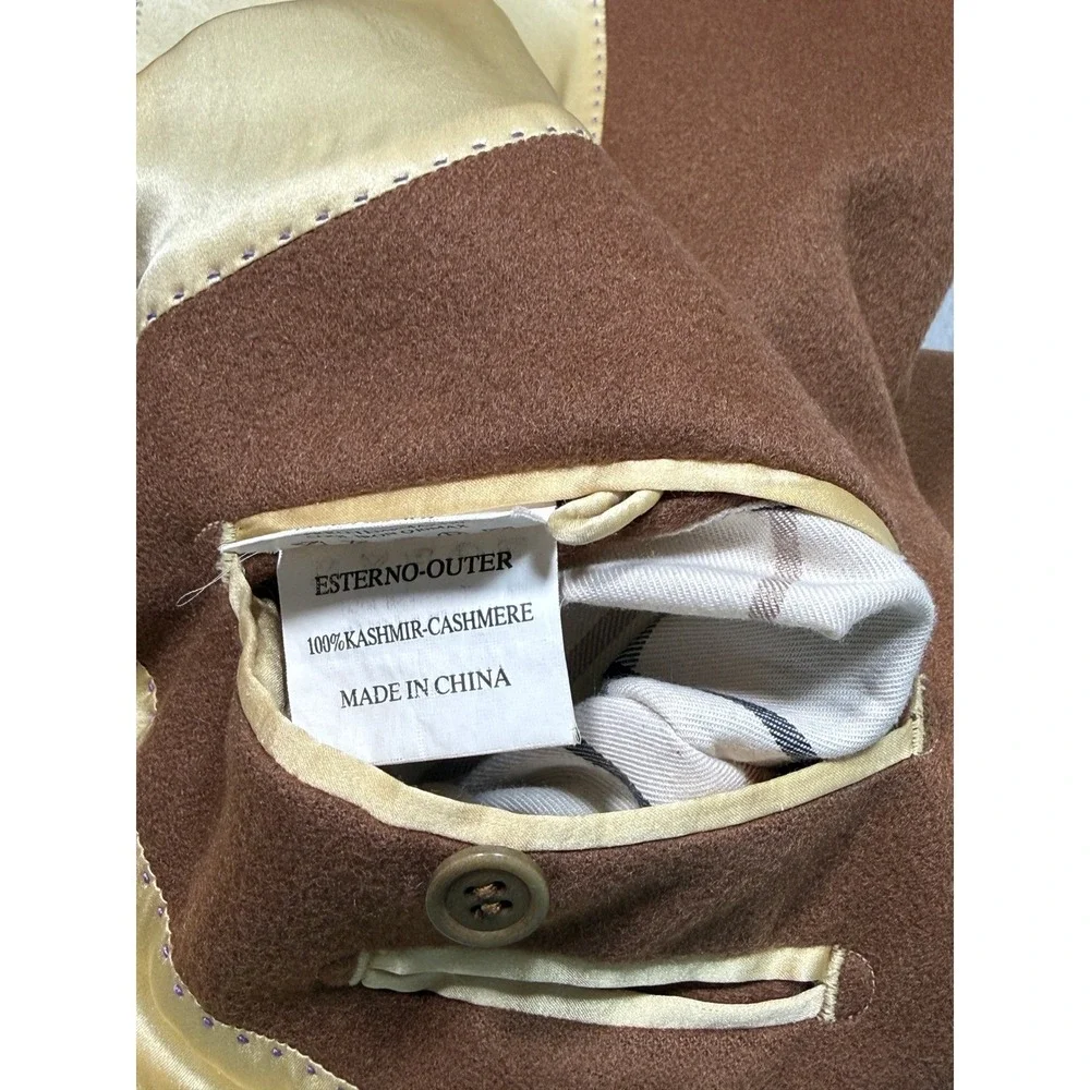 Peter Millar Vtg Mens L Brown 100% Cashmere Silk Lined Full Zip Bomber Jacket